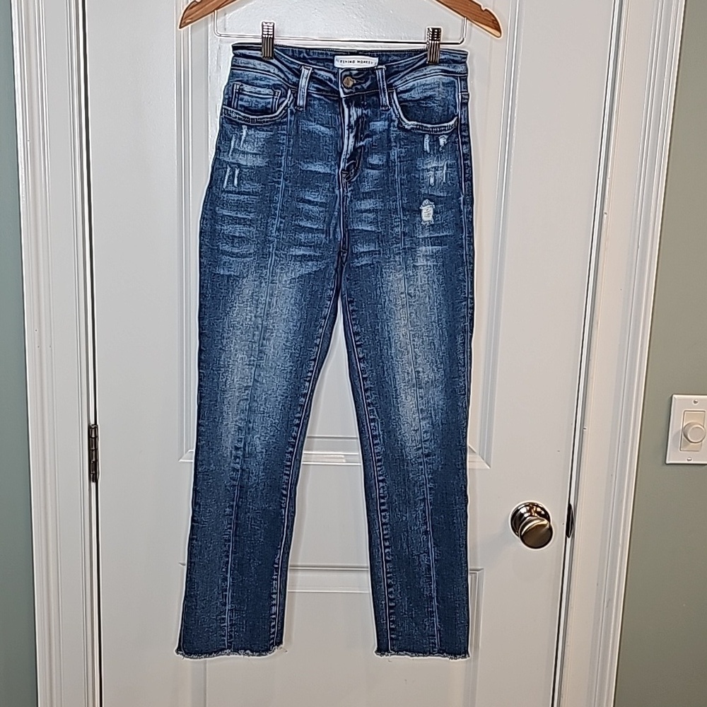 Flying Monkey Blue Raw Hem Distressed Jeans - Size 25 - Picture 2 of 10